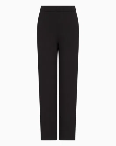 Emporio Armani Double Jersey Trousers With Elasticated Waist In Black