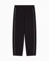 Emporio Armani Double-layer Knit Trousers With Piping In Black