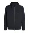 Emporio Armani Logo-embroidered Zipped Drawstring Hoodie In Blue