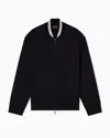 Emporio Armani Double-jersey Zip-up Sweatshirt With Bomber Jacket Collar And Eagle Patch In Black
