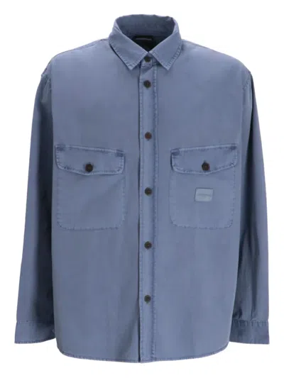 Emporio Armani Double-pocket Cotton Shirt Jacket In Blue