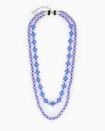 Emporio Armani Double-strand Necklace With Faceted Spheres In Blue