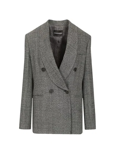 Emporio Armani Double-breasted Jacket In Black