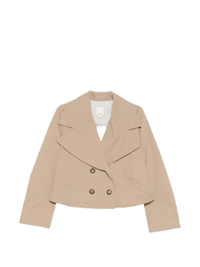 Emporio Armani Eagle Club Poplin Double-breasted Blouson Jacket In Gold