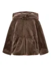 Emporio Armani Dove Grey Artificial Fur Coats In Brown
