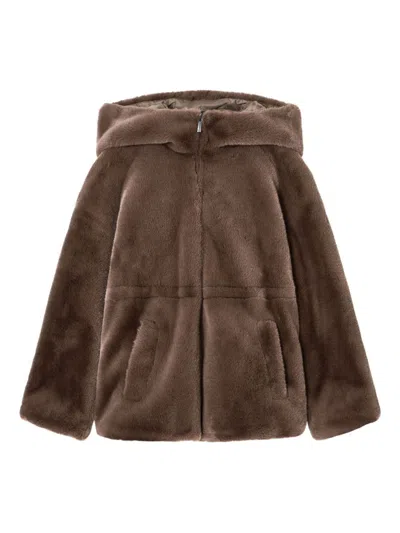 EMPORIO ARMANI EMPORIO ARMANI DOVE GREY ARTIFICIAL FUR COATS