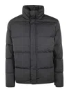 Emporio Armani Quilted Puffer Jacket With All-over Jacquard Eagle In Black