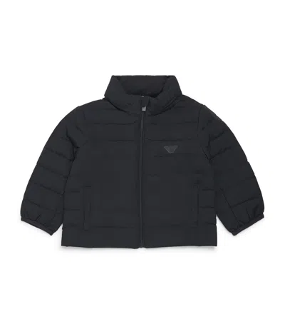 Emporio Armani Kids' Down Quilted Puffer Jacket In Blue