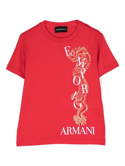 Emporio Armani Teen Boys Red Dragon T-shirt
