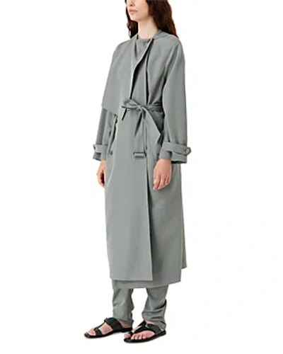 Emporio Armani Drape Front Trench Coat In Green