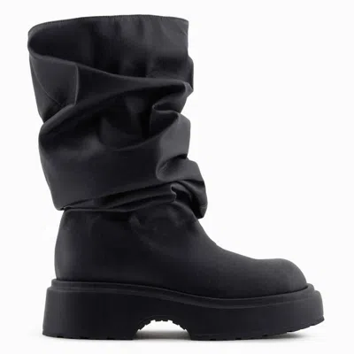 Emporio Armani Draped Chunky Boots In Black