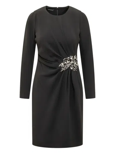 Emporio Armani Draped Dress In Black