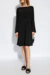 Emporio Armani Gathered Bateau-neck Satin Midi Shift Dress In Black
