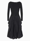 Emporio Armani Punto Milano Bubble Hem Dress In Black