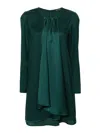 Emporio Armani Crepe Satin Drape Front Dress In Verde
