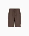 Emporio Armani Drawstring Bermuda Shorts In Printed Modal From The Peace Capsule Collection In Braun
