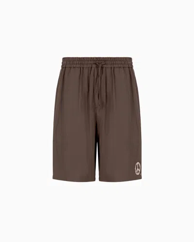 Emporio Armani Modal Fabric Bermuda Trousers In Green