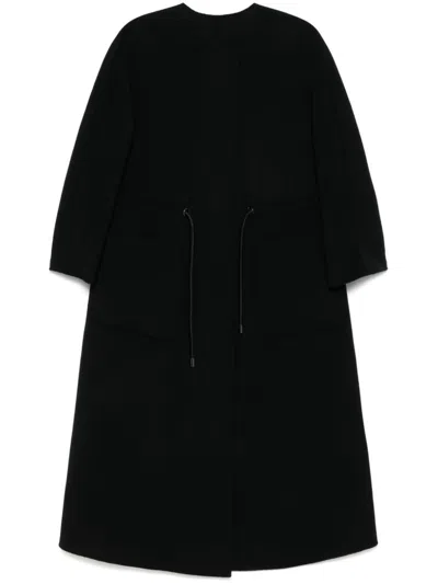 Emporio Armani Drawstring Coat In Black