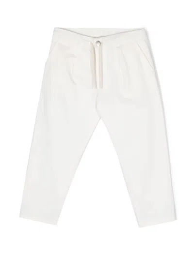 Emporio Armani Kids' Drawstring Cotton Pants In Neutrals