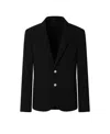 Emporio Armani Drawstring Hooded Blazer With Zip Closure In Black
