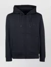 Emporio Armani Drawstring Hooded Sweater Ribbed Cuffs In Black