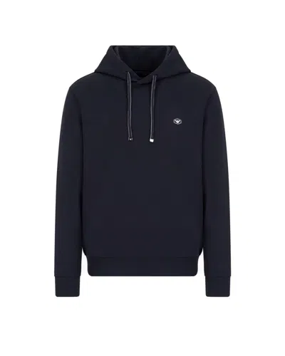 EMPORIO ARMANI EMPORIO ARMANI DRAWSTRING HOODED SWEATSHIRT WITH LOGO PATCH