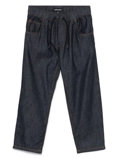 Emporio Armani Kids' Drawstring Jeans In Blue