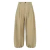 Emporio Armani Drawstring Polyamide Wide Trouser In Yellow