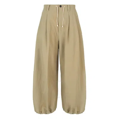 Emporio Armani Drawstring Polyamide Wide Trouser In Yellow