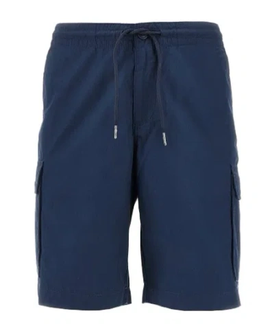 Emporio Armani Canvas Cargo Bermuda Shorts In Blue