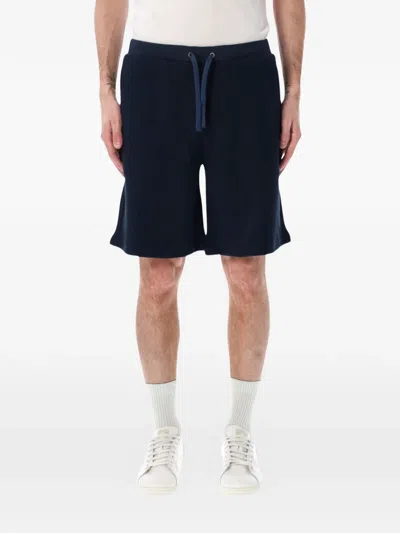Emporio Armani Dark Blue Cotton Textured Shorts