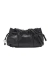 Emporio Armani Small Shoulder Bag With Nappa-leather Drawstring In Black