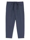 Emporio Armani Drawstring Stretch-cotton Trousers In Blue