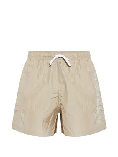 Emporio Armani Drawstring Swim Shorts In Neutral