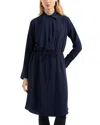 Emporio Armani Long Sleeve Tie Waist Crepe Shirtdress In Midnight Blue