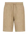 Emporio Armani Drawstring-waist Linen Shorts In Beige