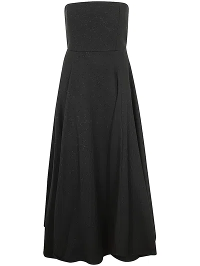 Emporio Armani Strapless Pleated High-low Gown In Black