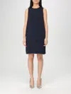 Emporio Armani Sleeveless Front-slit Tunic Mini Dress In Blue