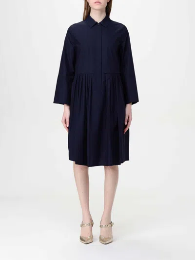Emporio Armani Pleated Detail Dress In Blue