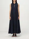 Emporio Armani Trapeze Cotton Poplin Maxi Shirtdress In Blue