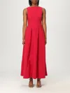Emporio Armani Techno Cady Ankle-length Dress In Red