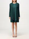 Emporio Armani Crepe Satin Drape Front Dress In Grün