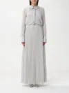 Emporio Armani Technical Georgette Two-piece Effect Long Dress In Natural