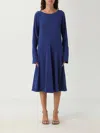 Emporio Armani Crepe Jersey Flared Dress In Blue