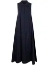 Emporio Armani Trapeze Cotton Poplin Maxi Shirtdress In Night Sky