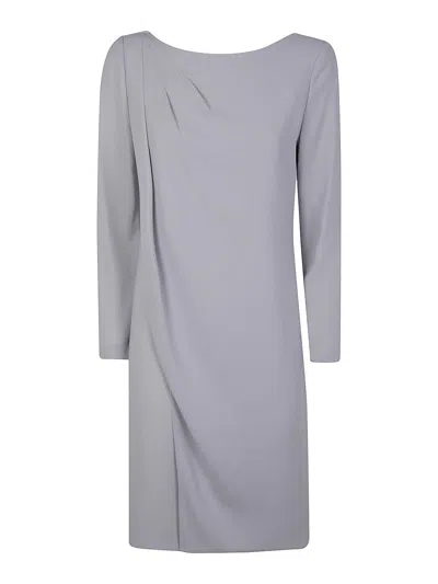 Emporio Armani Cady Short Dress In Gray