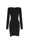 Emporio Armani Long Sleeve Pleated Jersey Dress In Black
