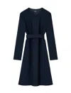 Emporio Armani Navy Blue Dress With Keyhole Neckline And Belted Waist In Blue