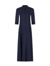 Emporio Armani Icon Linen-blend Chambray Long Dress In Melange Navy