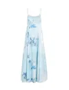 Emporio Armani Long Dress In Trilobal Fabric With Batik Flower Print In Multicolour
